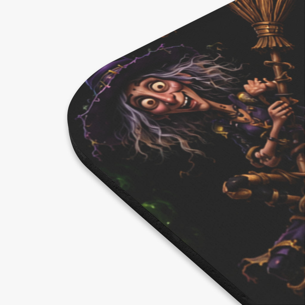 Witchy Night Rectangle Mouse Pad — Cute Cartoon Witches Halloween Design