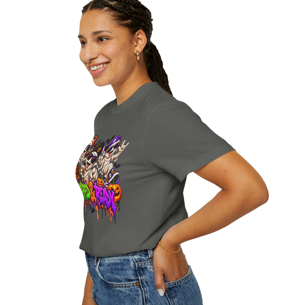Wrapped & Ready – Halloween Mummy Crew Graphic T-Shirt