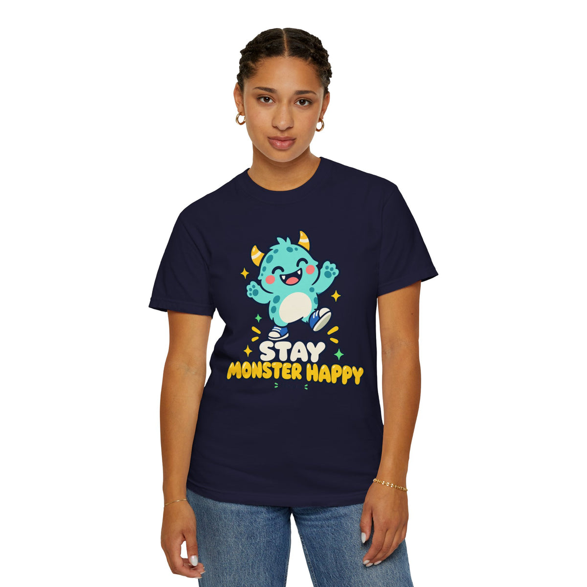 Stay Monster Happy – Cute Monster Graphic T-Shirt