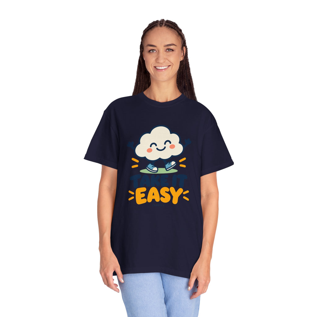 Take It Easy – Happy Cloud Graphic T-Shirt | Festora Everyday