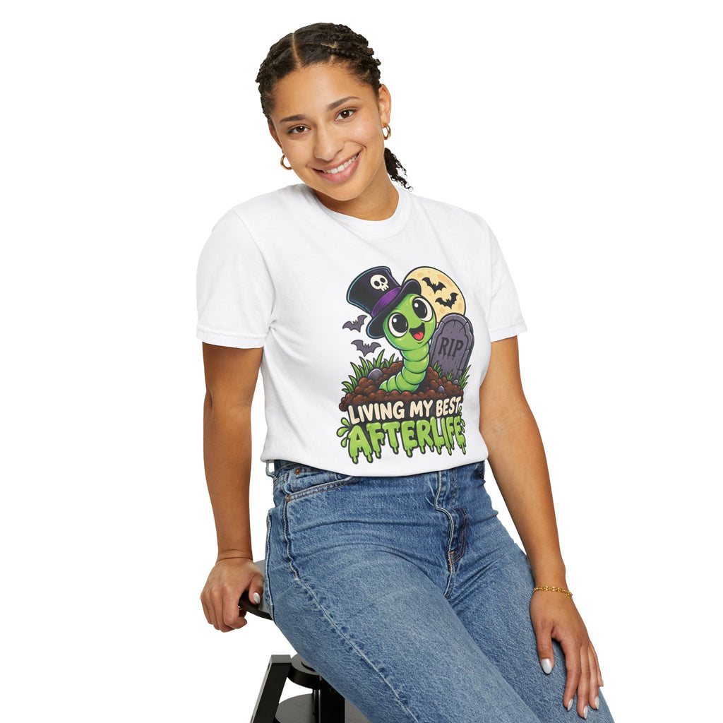Living My Best Afterlife – Cute Halloween Graveyard Worm T-Shirt