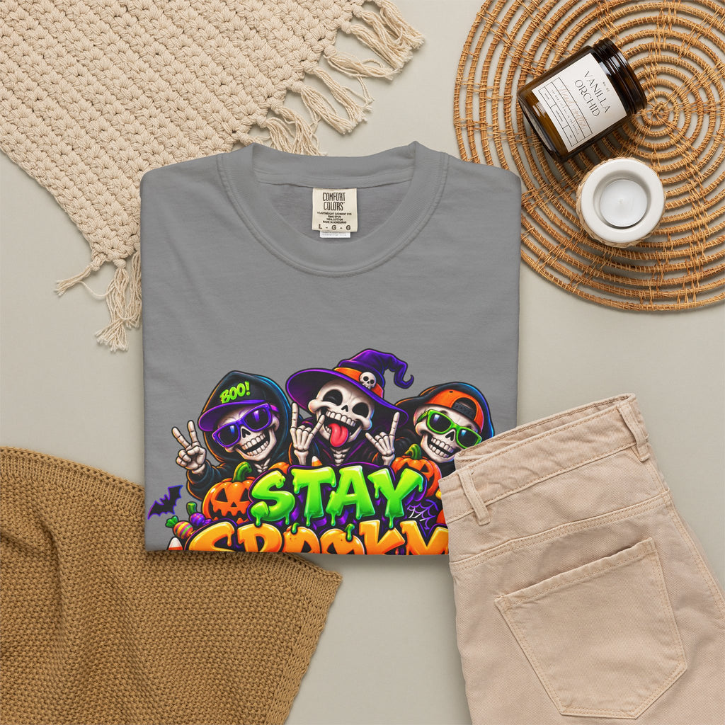 Stay Spooky Halloween T-Shirt – Funny Skeleton Crew Colorful Graphic Tee
