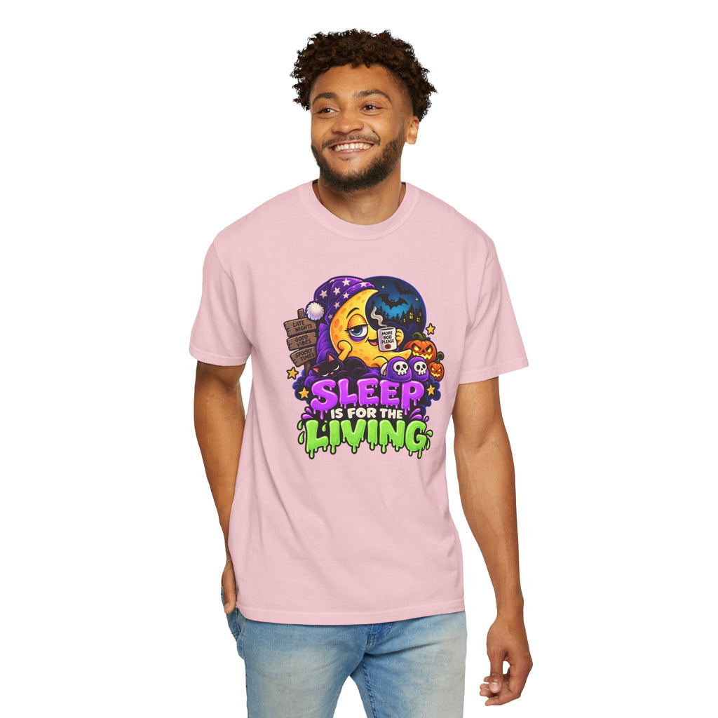 Sleep Is for the Living – Funny Halloween Moon T-Shirt