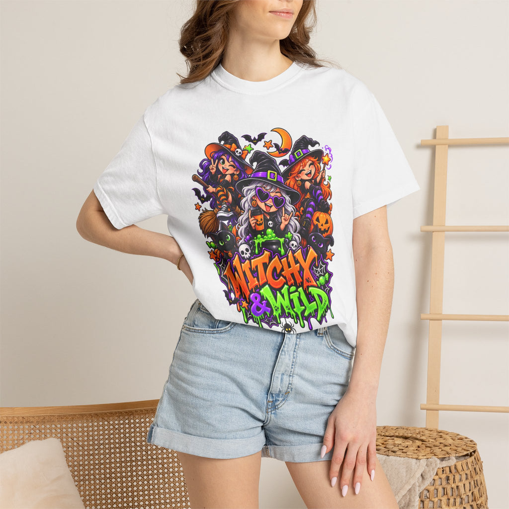 Witchy & Wild – Halloween Witch Crew Graphic T-Shirt