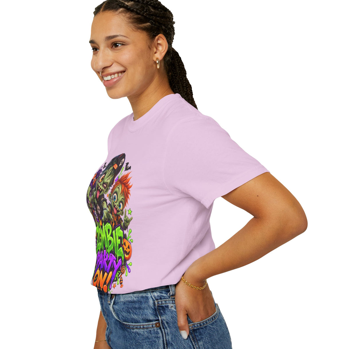 Zombie Party On! – Halloween Zombie Crew Graphic T-Shirt