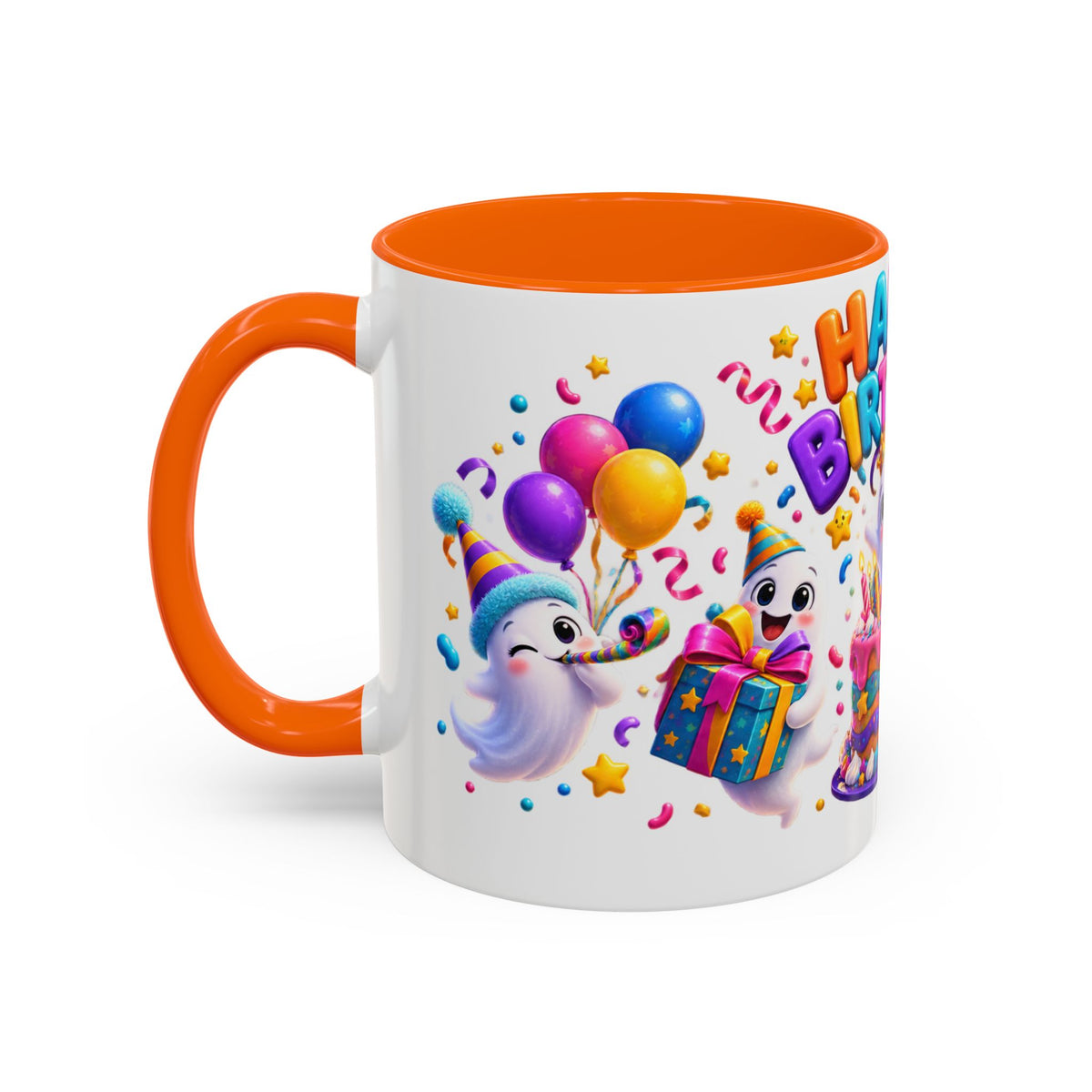 Happy Birthday Accent Coffee Mug - Colorful Celebration Mug (11oz, 15oz)