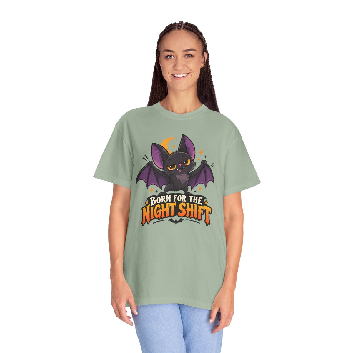 Born for the Night Shift – Cute Halloween Bat T-Shirt