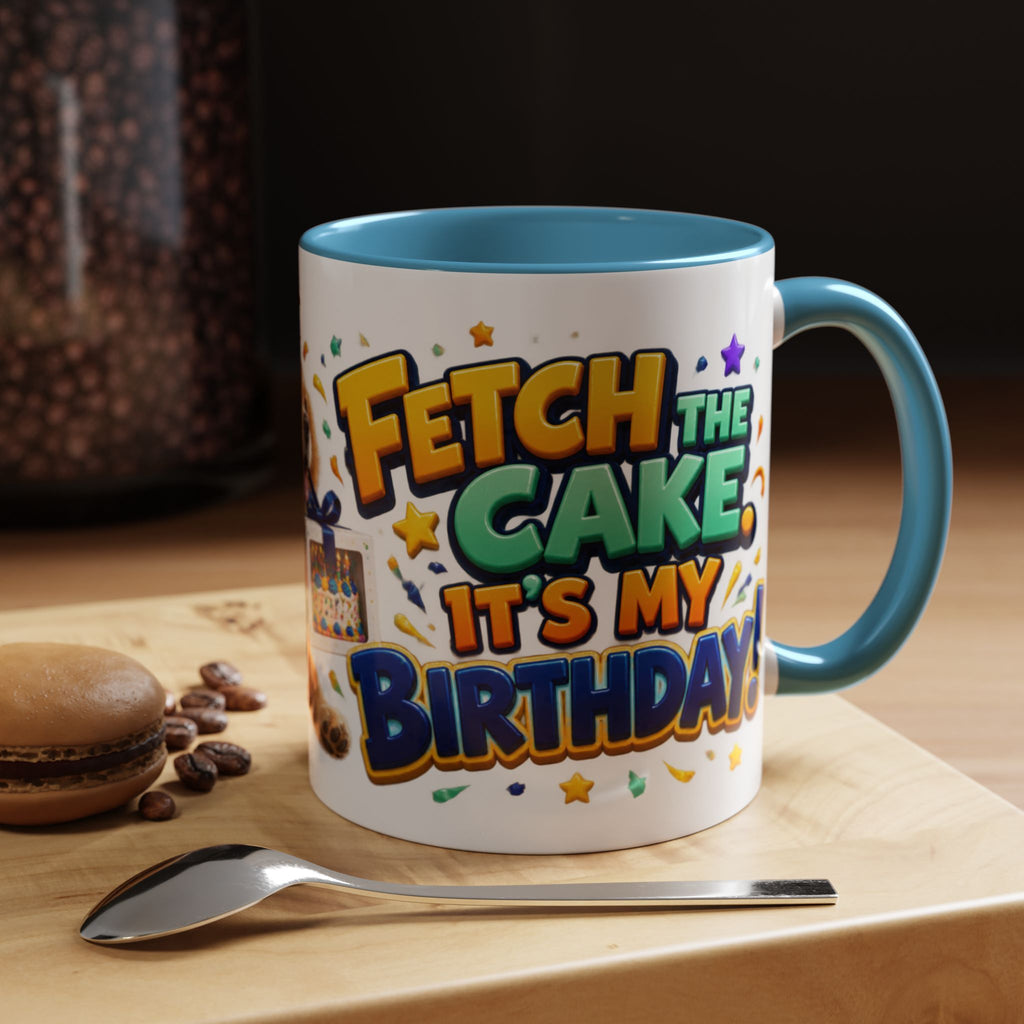 Fetch the Cake Golden Retriever Birthday White Mug