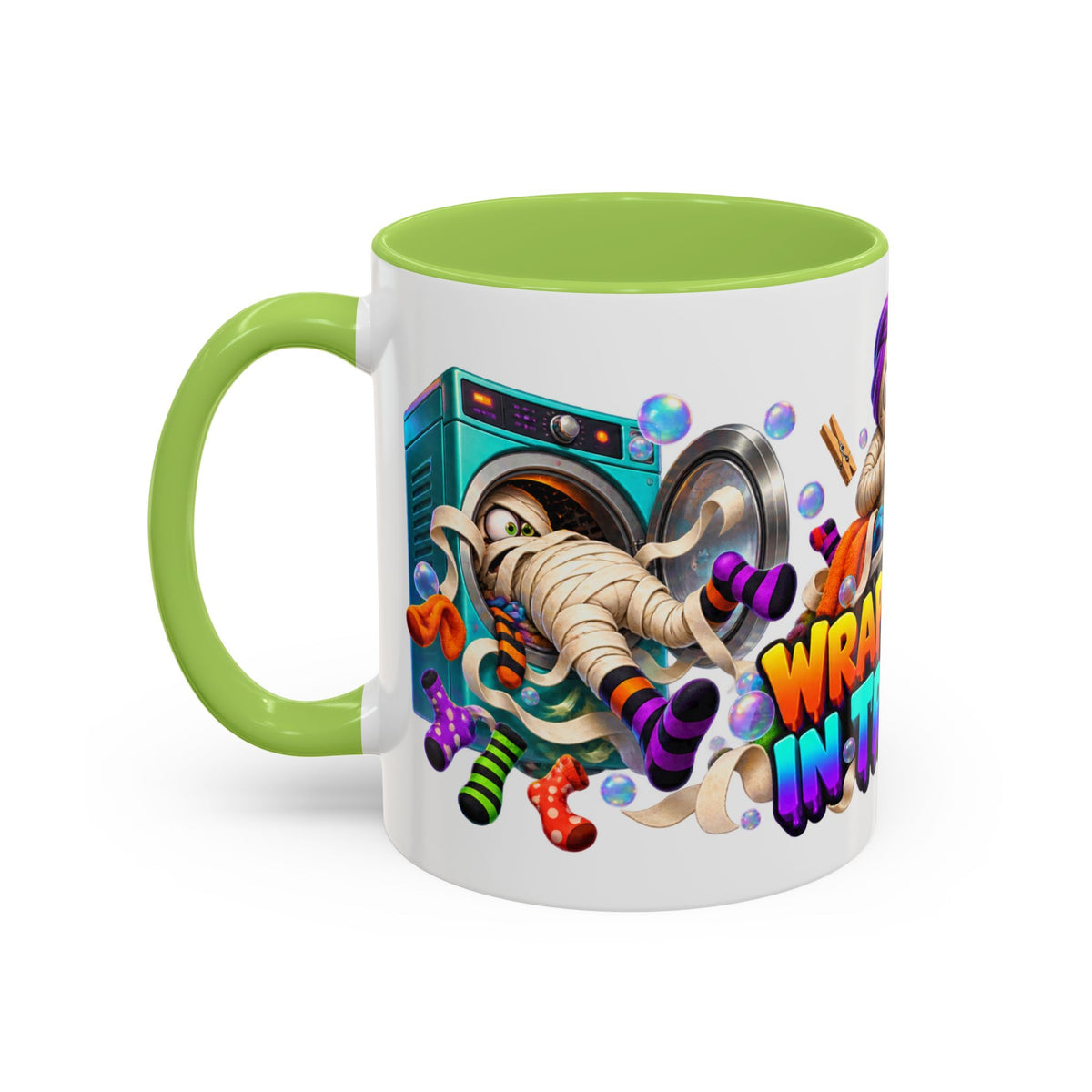 Wrapped Up in Trouble Mummy Halloween White Mug