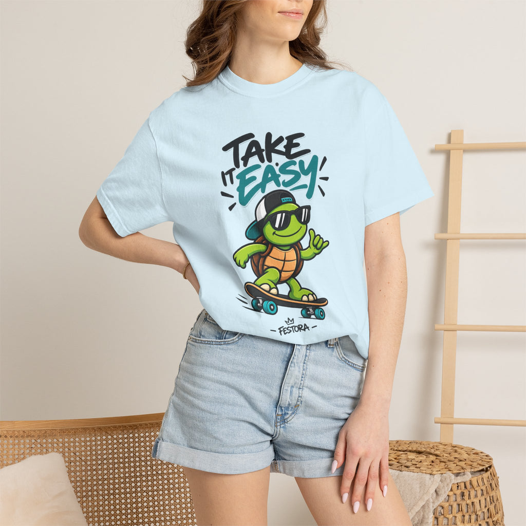 Take It Easy Skate Turtle Graphic T-Shirt | Festora Everyday