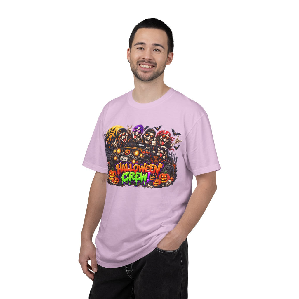 Halloween Crew T-Shirt – Skeleton Jeep Spooky Graphic Tee