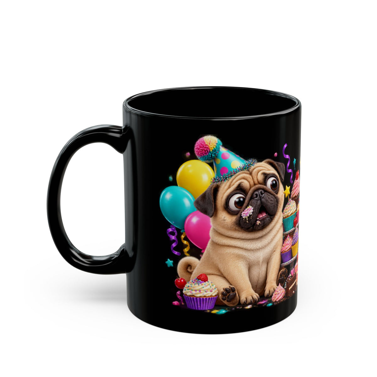 Aging I Thought You Said More Cake Pug Birthday Black Mug