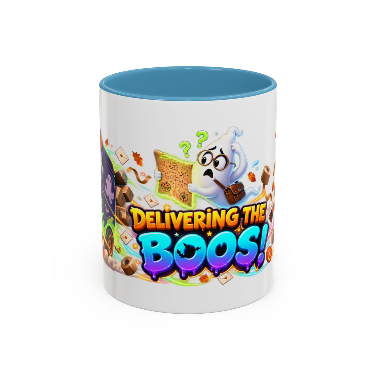 Delivering the Boos Ghost Delivery Halloween White Mug