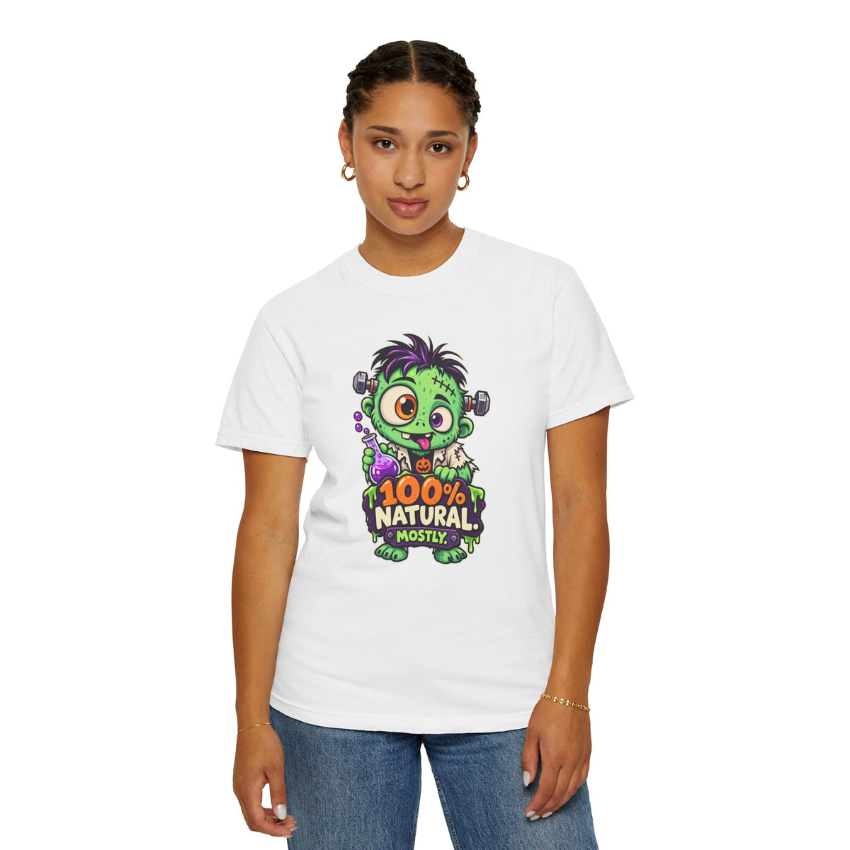 100% Natural. Mostly. – Cute Halloween Lab Monster T-Shirt