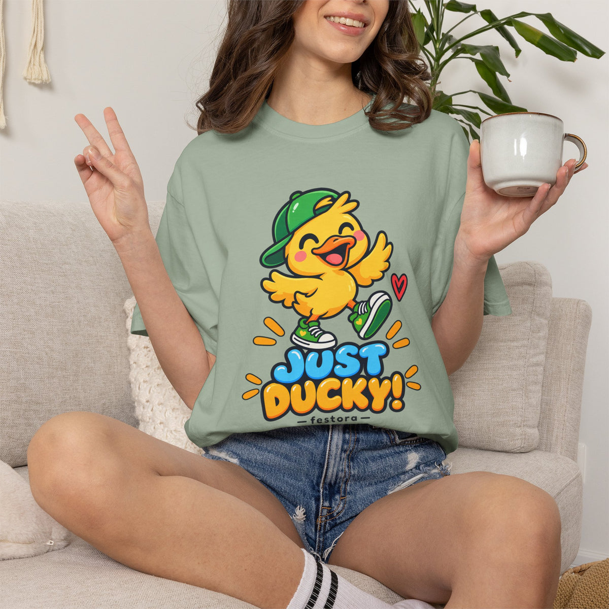 Just Ducky! – Cute Happy Duck Graphic T-Shirt