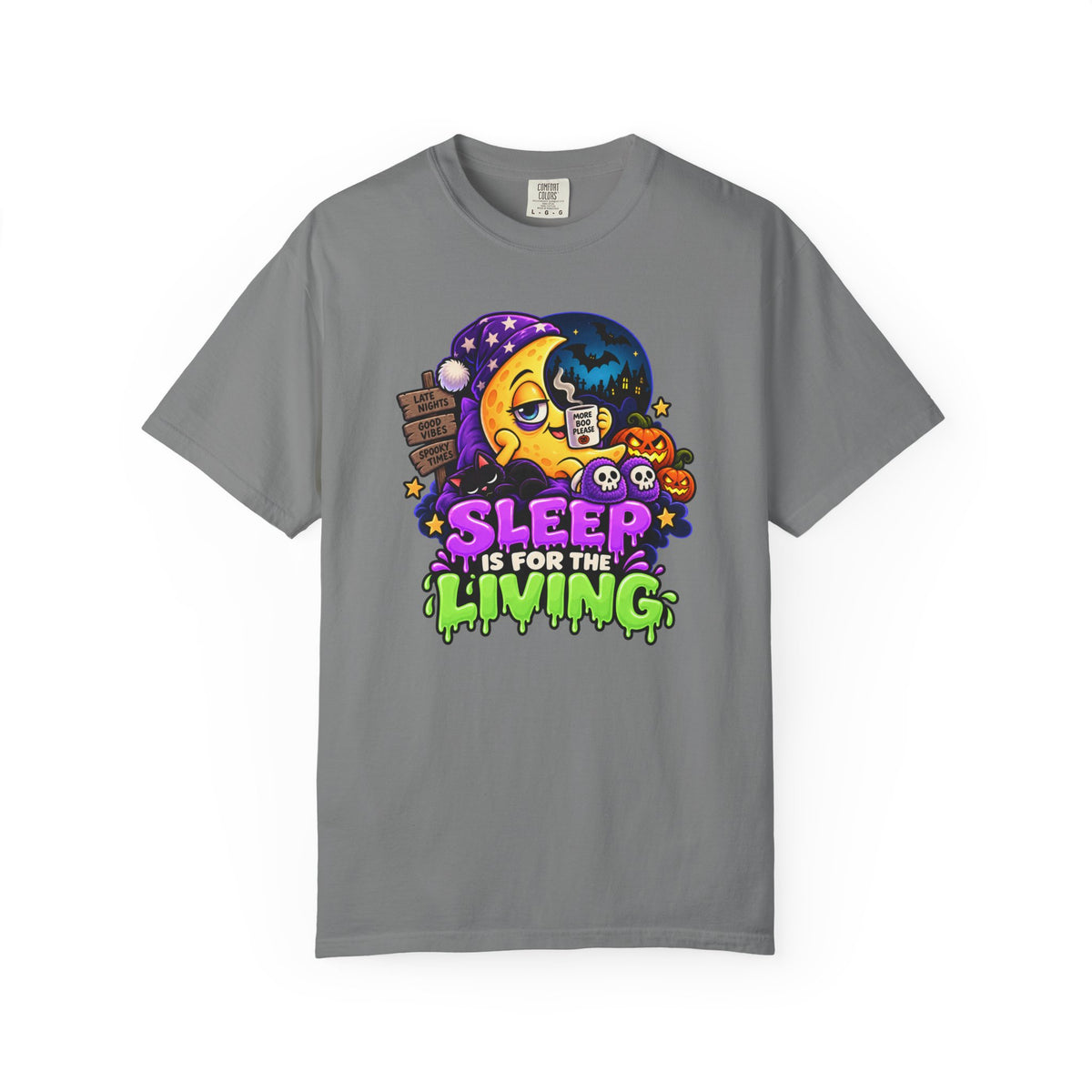 Sleep Is for the Living – Funny Halloween Moon T-Shirt