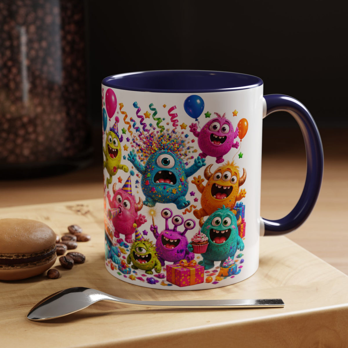 Birthday Mode On Monsters Coffee Mug — Colorful Party Coffee Cup (11/15oz)