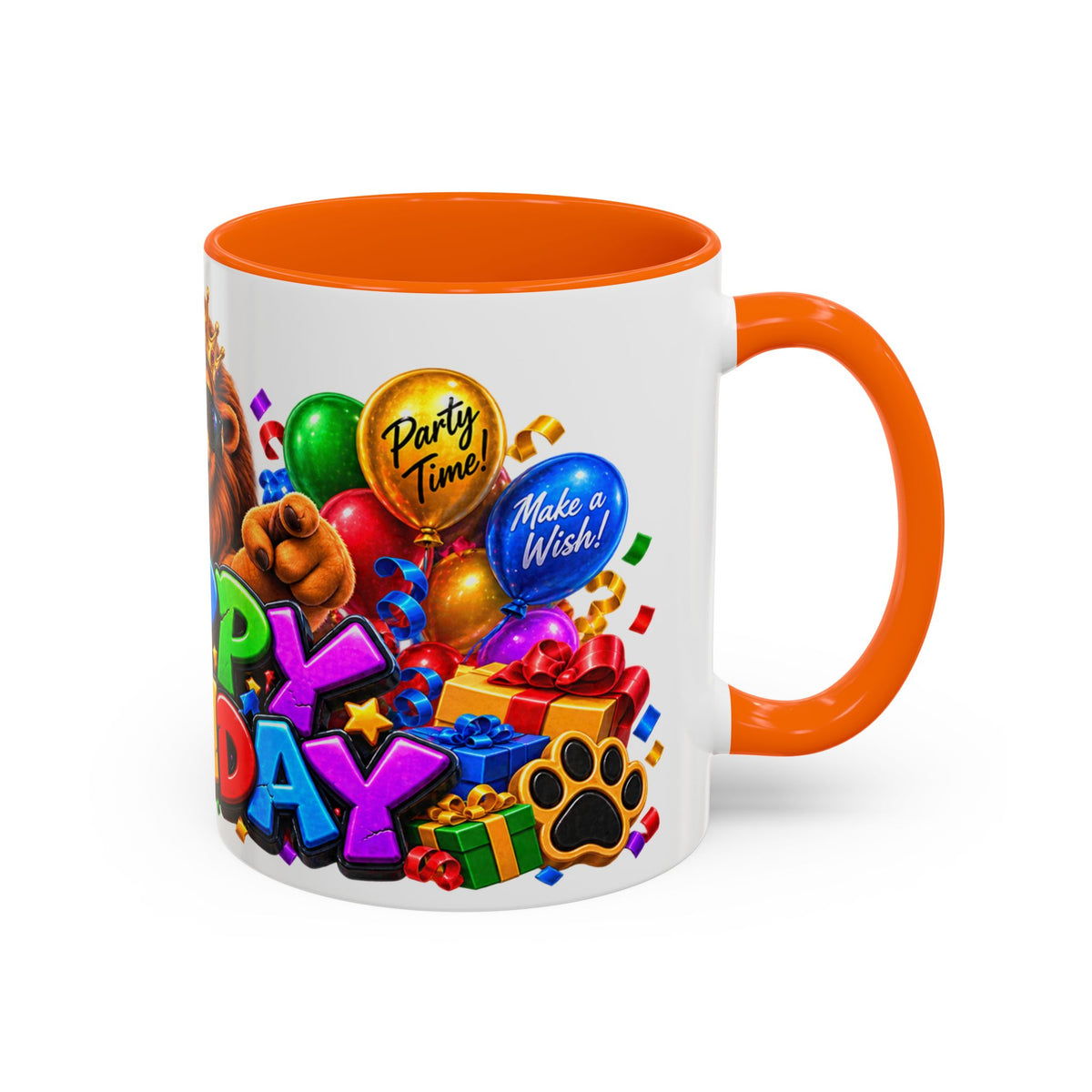 Lion Happy Birthday Mug – Colorful 3D King Celebration Design