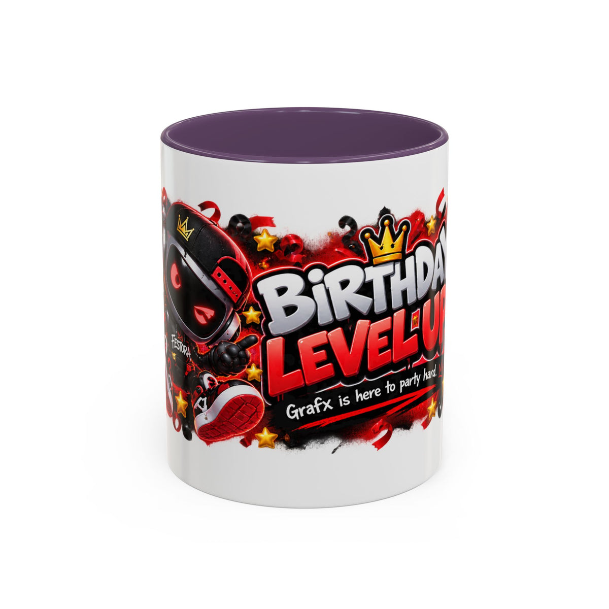 Festora Grafx Birthday Mug – Birthday Level Up Robot Coffee Cup