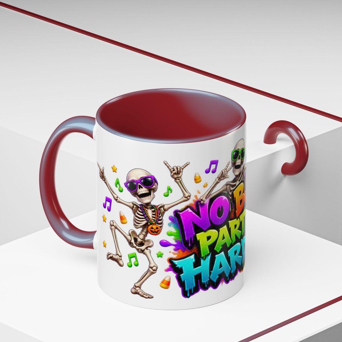 No Body Parties Harder Halloween Skeleton Party White Mug