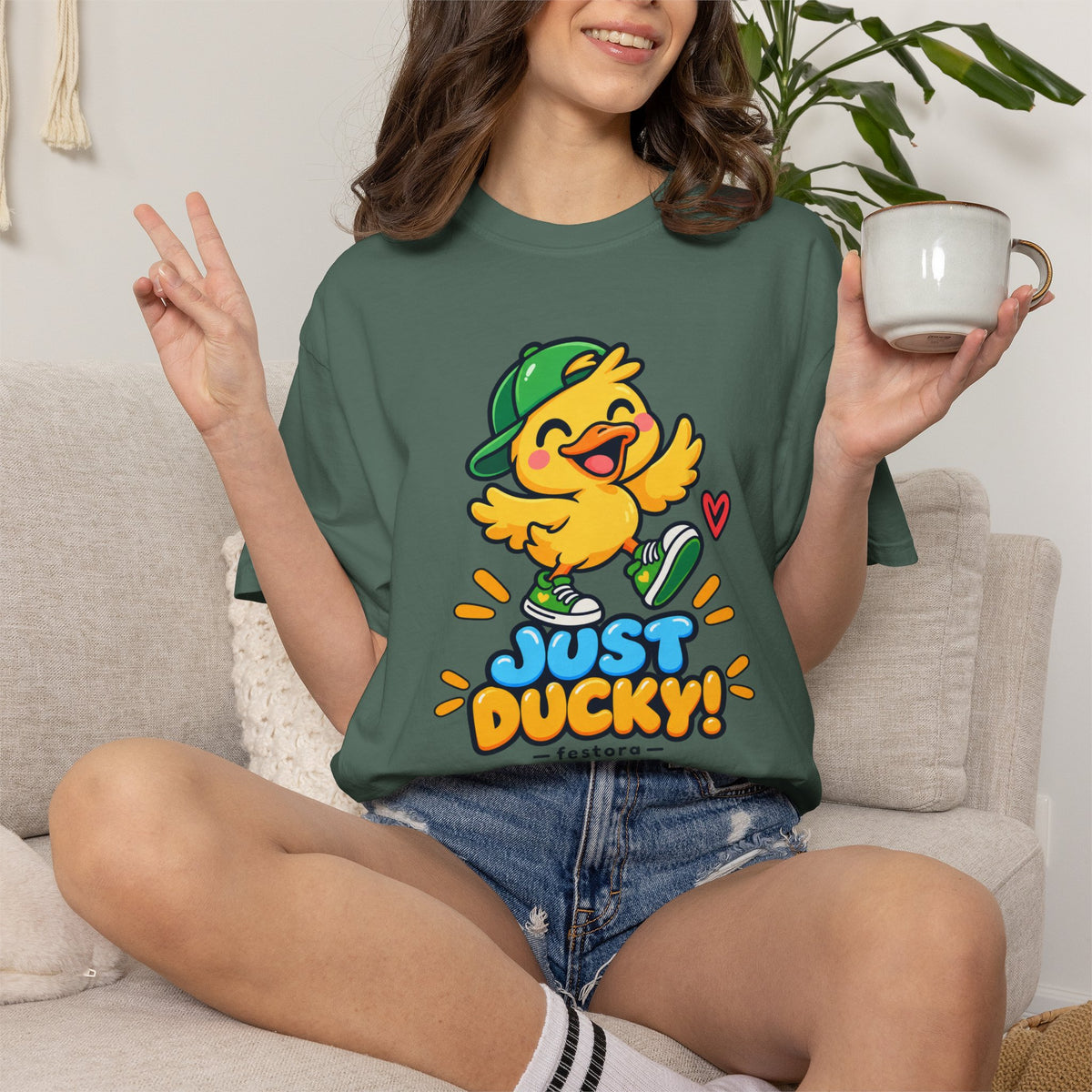 Just Ducky! – Cute Happy Duck Graphic T-Shirt