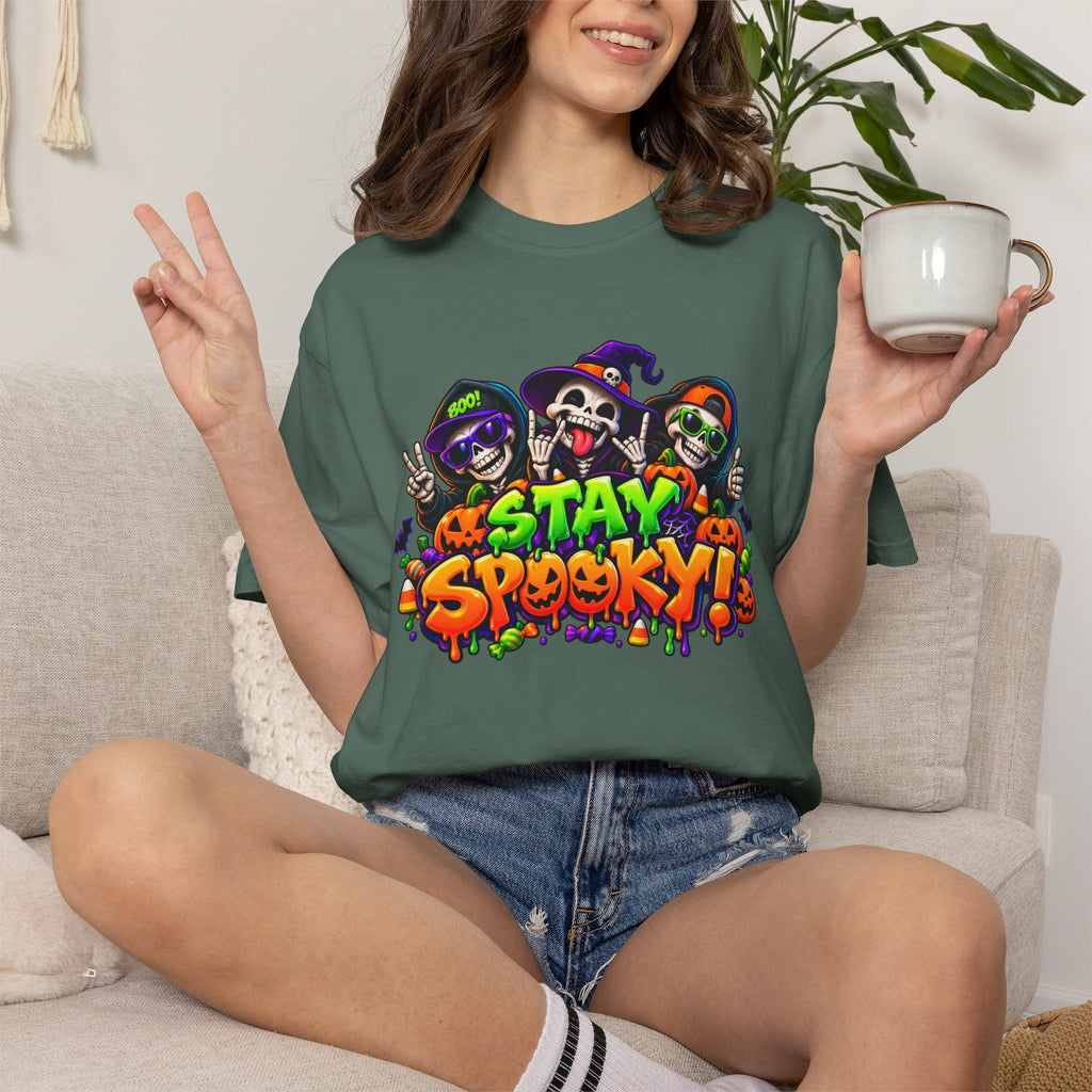 Stay Spooky Halloween T-Shirt – Funny Skeleton Crew Colorful Graphic Tee