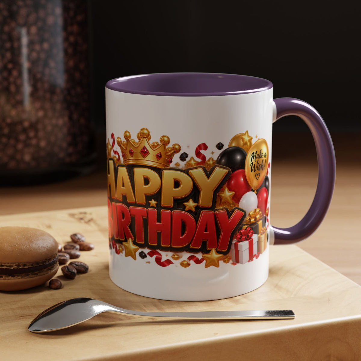 Happy Birthday Rhino Mug – Colorful 3D Birthday Gift – White Coffee Mug
