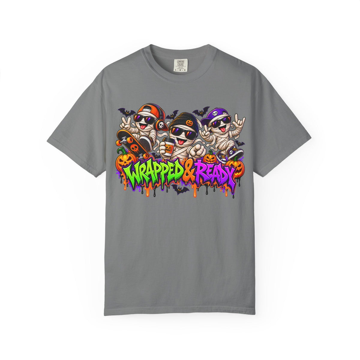Wrapped & Ready – Halloween Mummy Crew Graphic T-Shirt