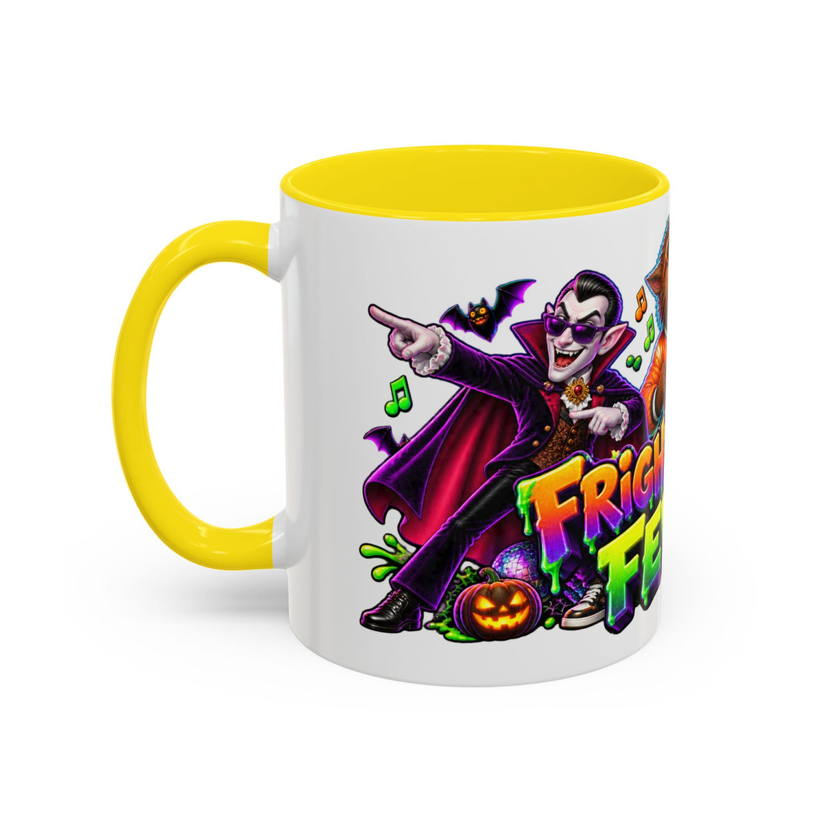 Fright Night Fever Dancing Monsters Halloween White Mug