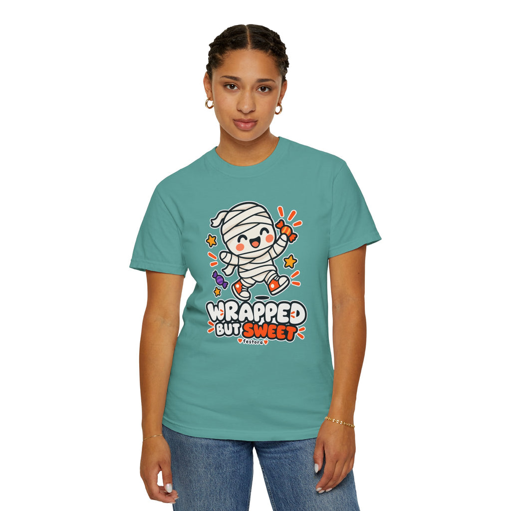 Wrapped but Sweet Halloween T-Shirt | Cute Mummy Graphic Tee