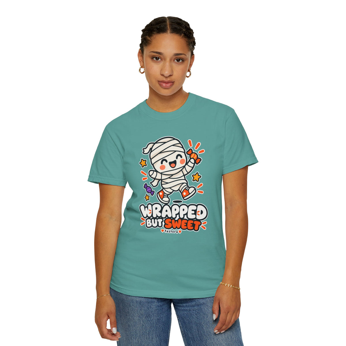 Wrapped but Sweet Halloween T-Shirt | Cute Mummy Graphic Tee