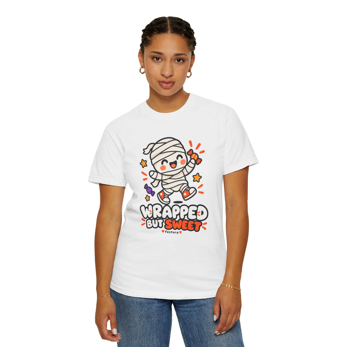 Wrapped but Sweet Halloween T-Shirt | Cute Mummy Graphic Tee