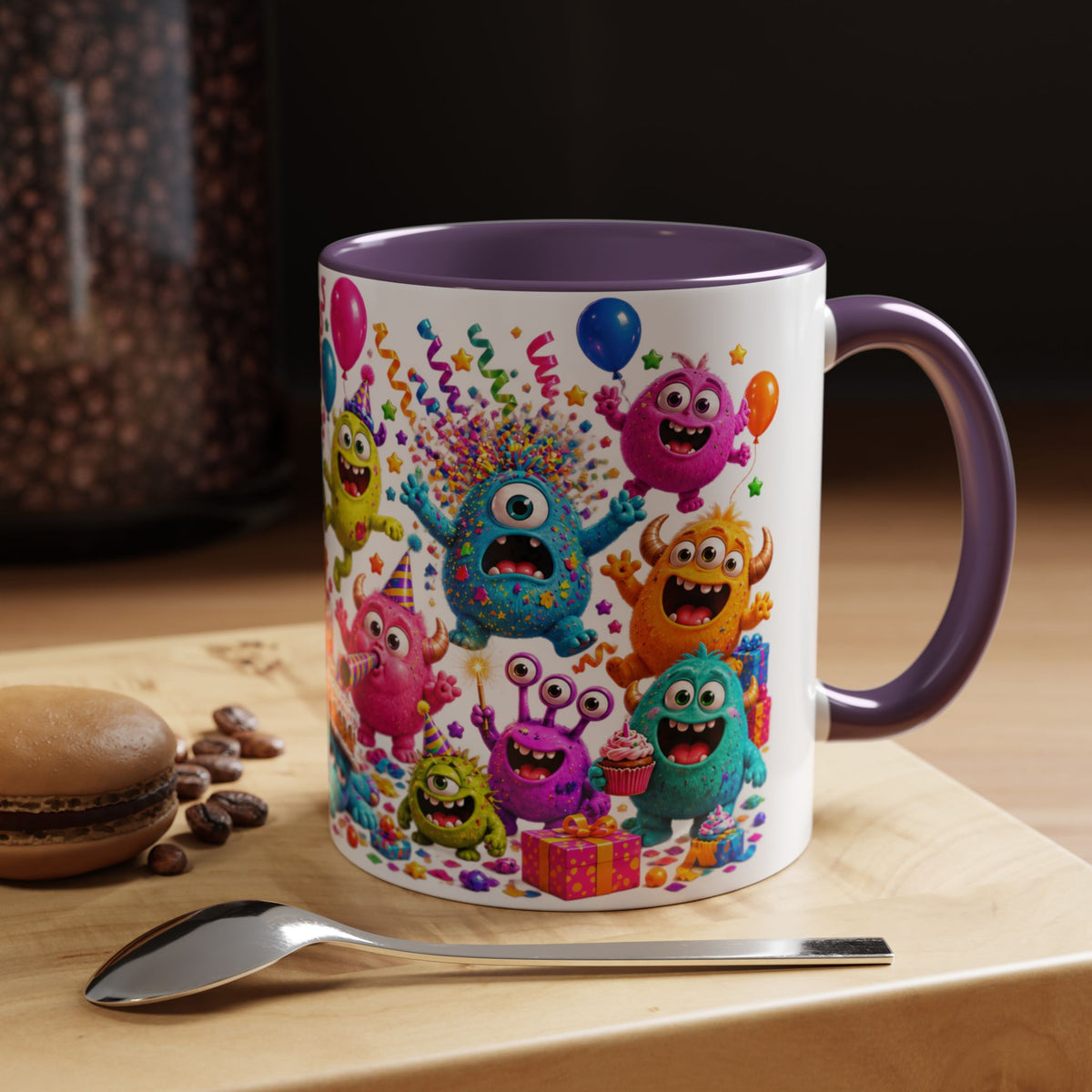 Birthday Mode On Monsters Coffee Mug — Colorful Party Coffee Cup (11/15oz)