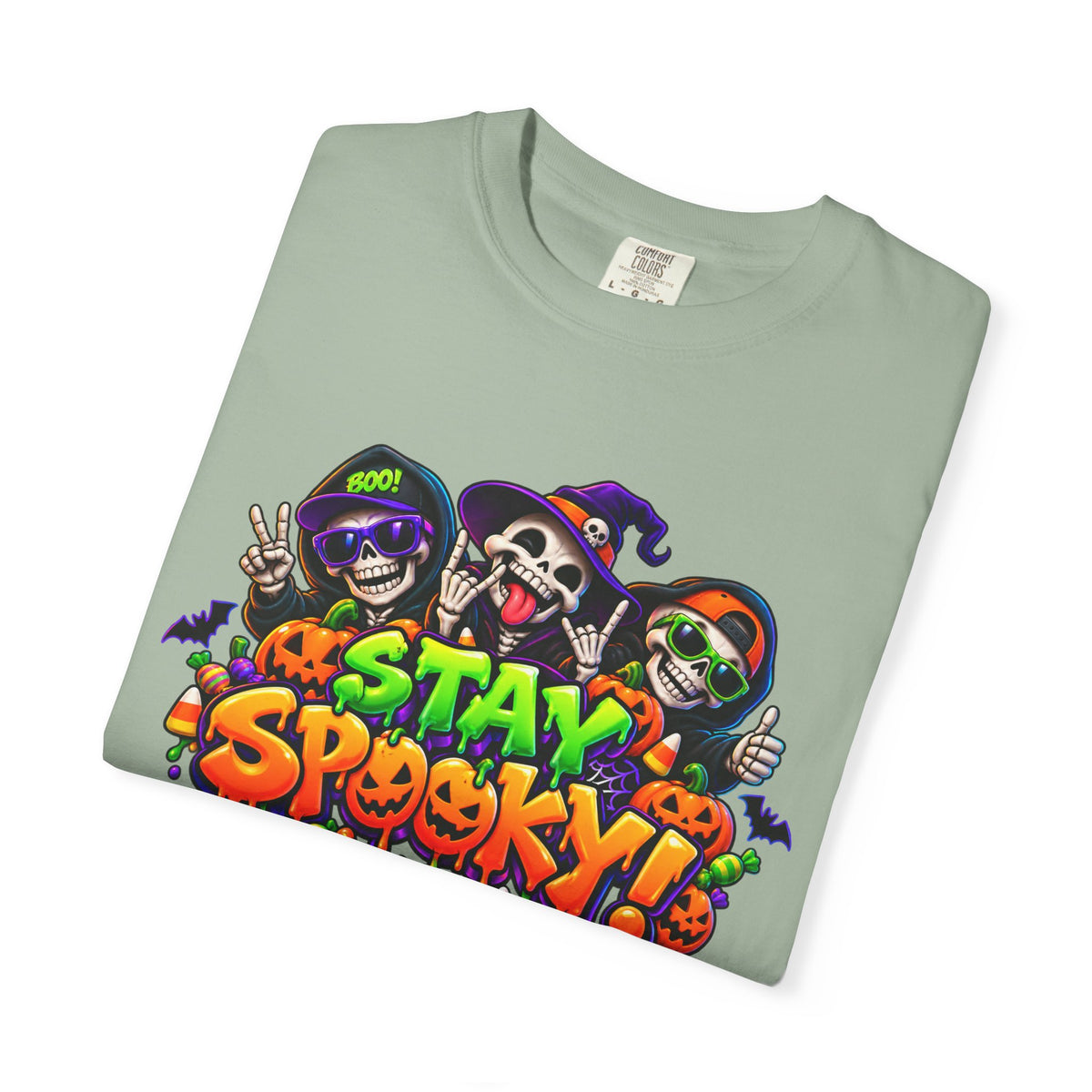 Stay Spooky Halloween T-Shirt – Funny Skeleton Crew Colorful Graphic Tee