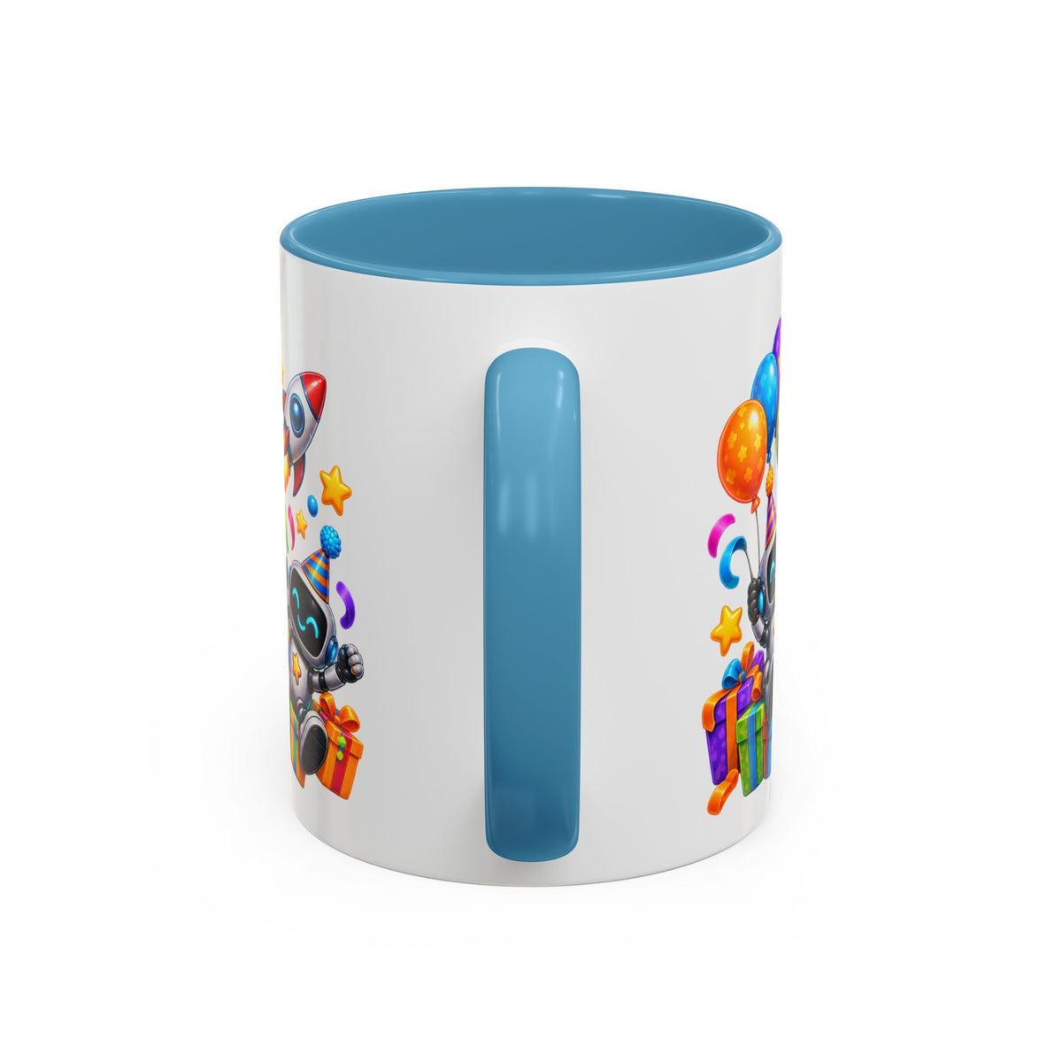 Happy Birthday Space Party Mug – Cute Aliens, Robots, UFO & Colorful 3D Birthday Design