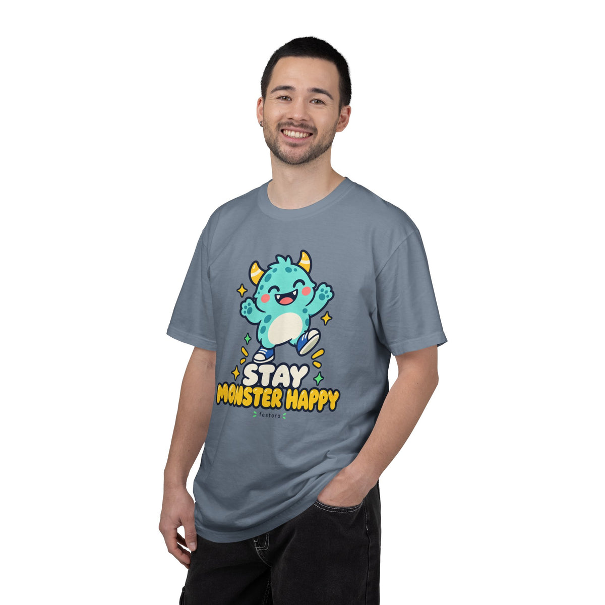 Stay Monster Happy – Cute Monster Graphic T-Shirt