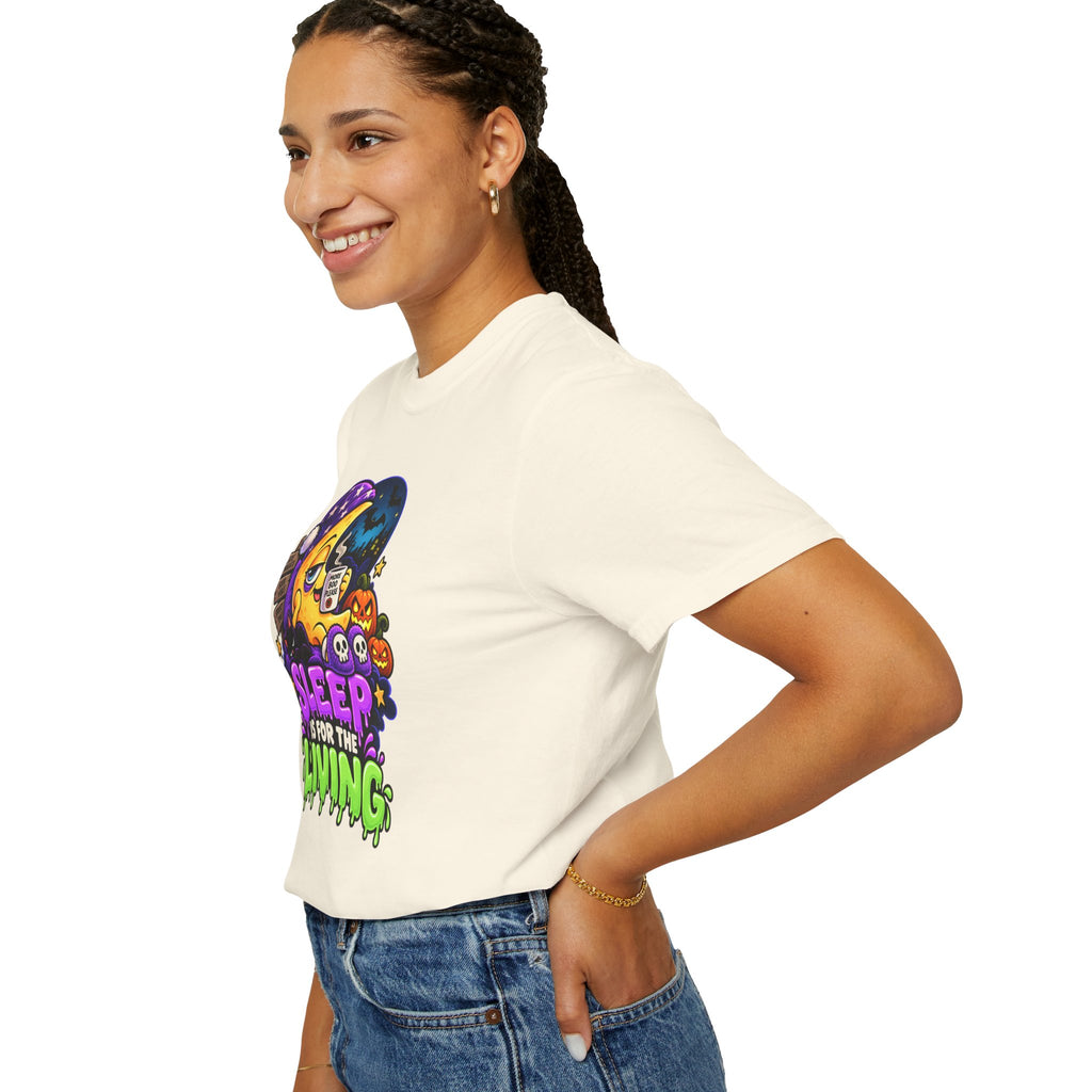 Sleep Is for the Living – Funny Halloween Moon T-Shirt