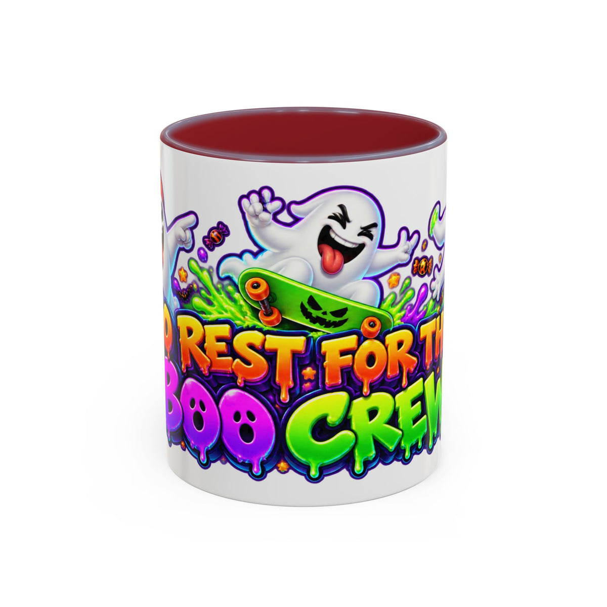 No Rest for the Boo Crew Crazy Ghosts Halloween White Mug