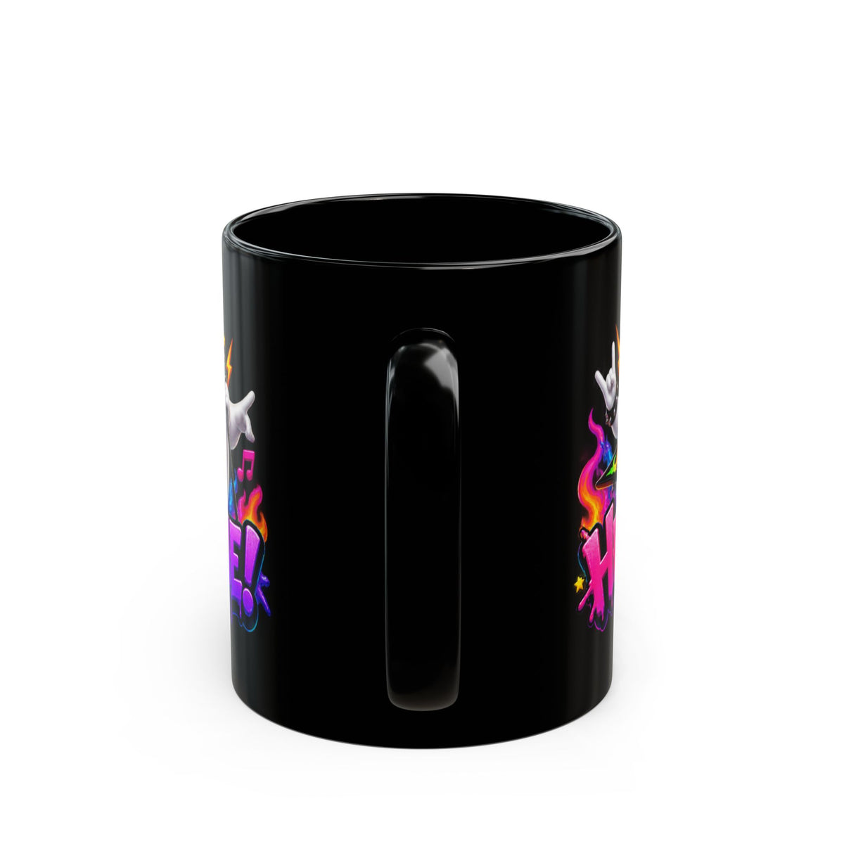 Here for a Boo Time Halloween Ghost Rock Band Black Mug