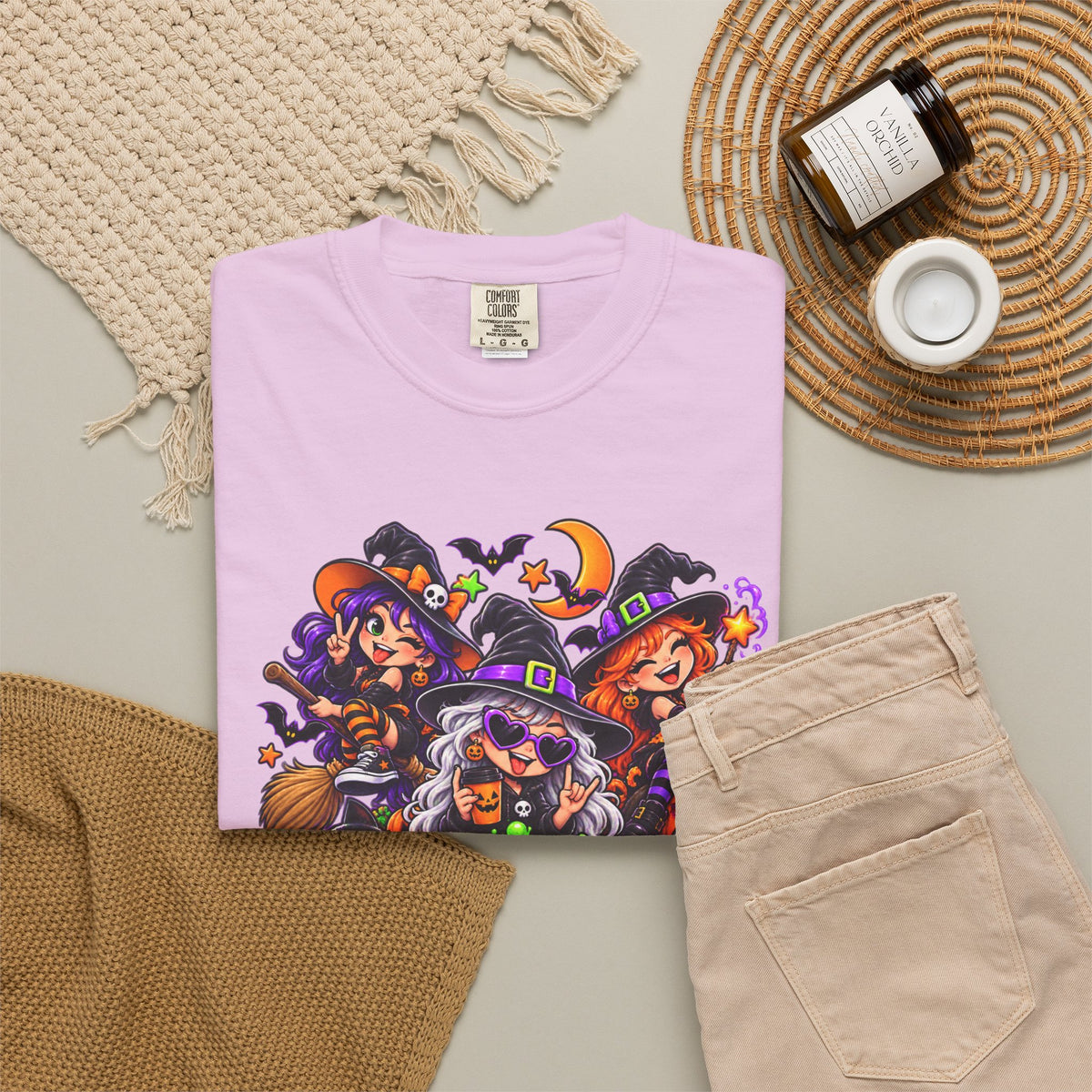 Witchy & Wild – Halloween Witch Crew Graphic T-Shirt