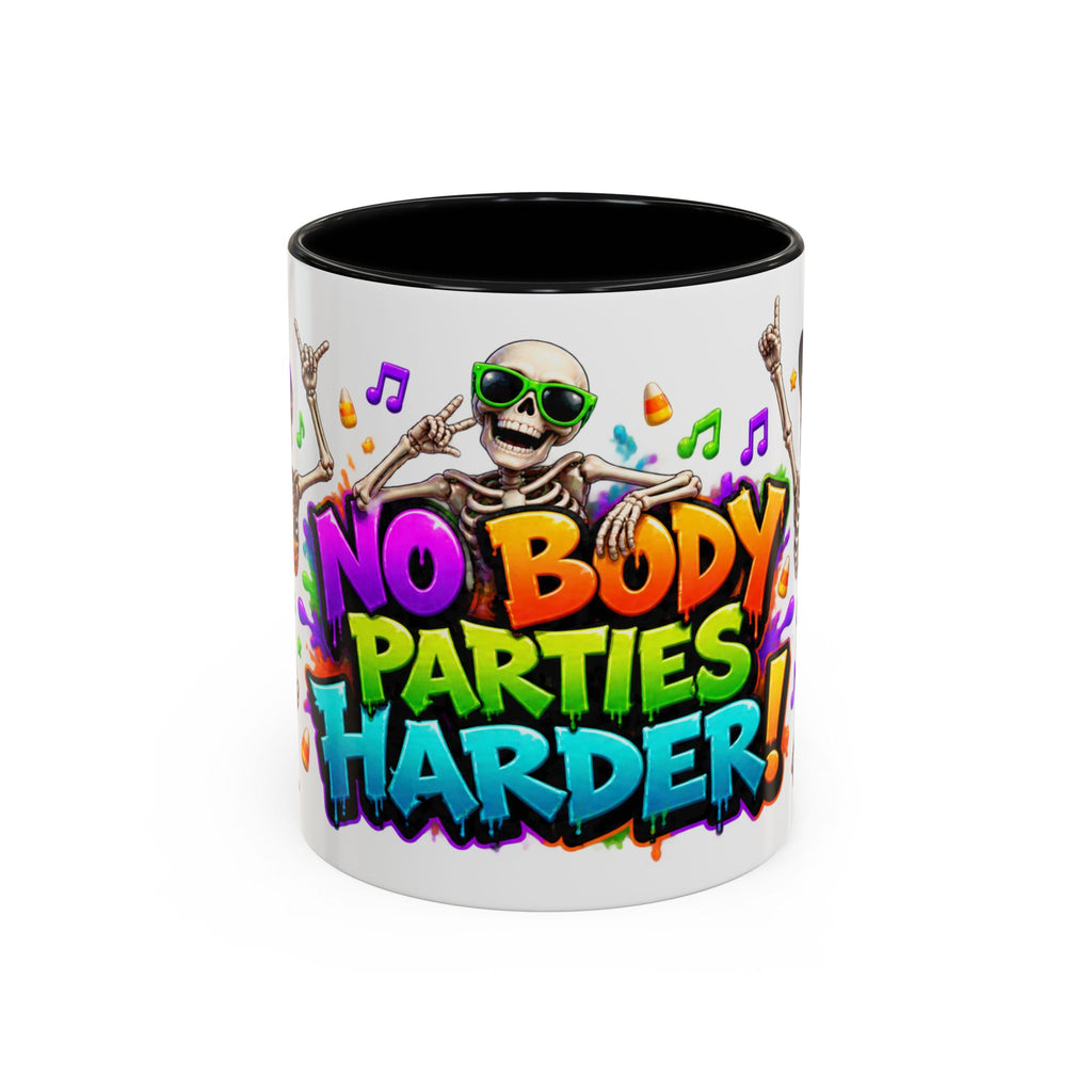 No Body Parties Harder Halloween Skeleton Party White Mug