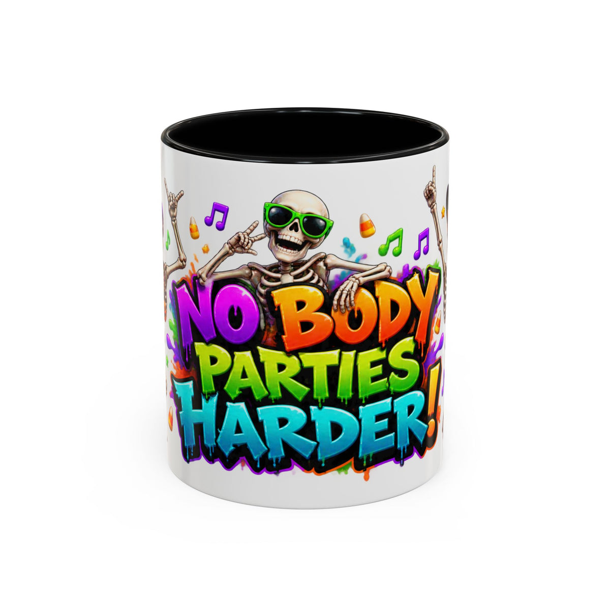 No Body Parties Harder Halloween Skeleton Party White Mug