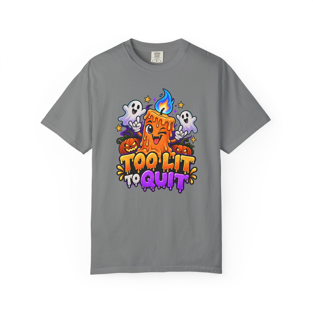 Too Lit to Quit – Funny Halloween Candle T-Shirt