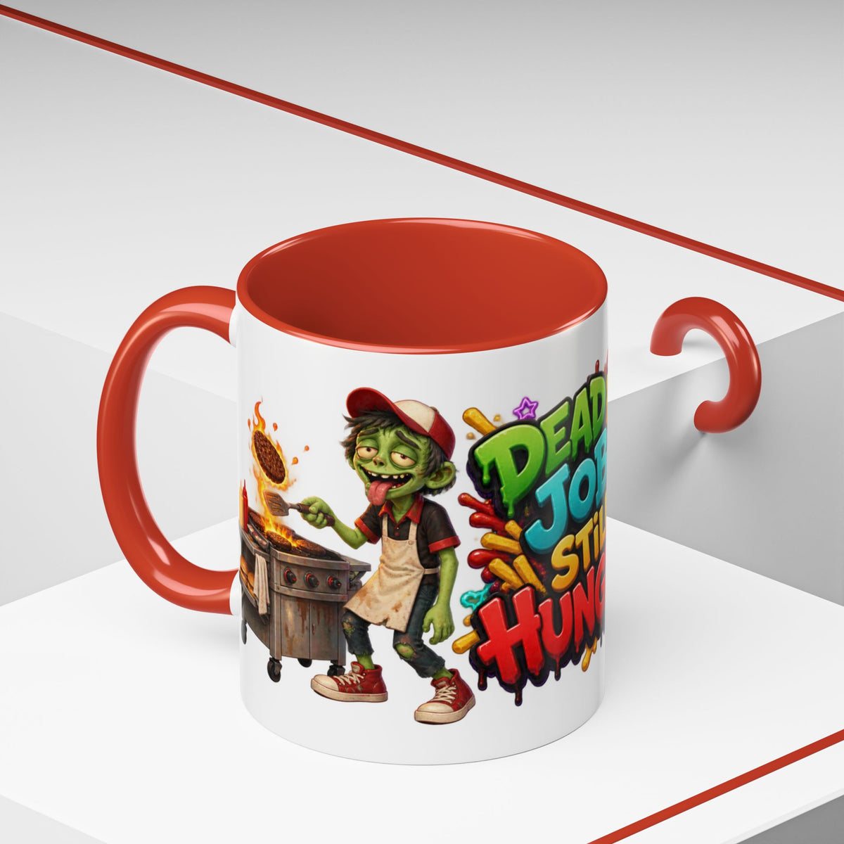 Dead End Job Still Hungry Funny Zombie Halloween White Mug