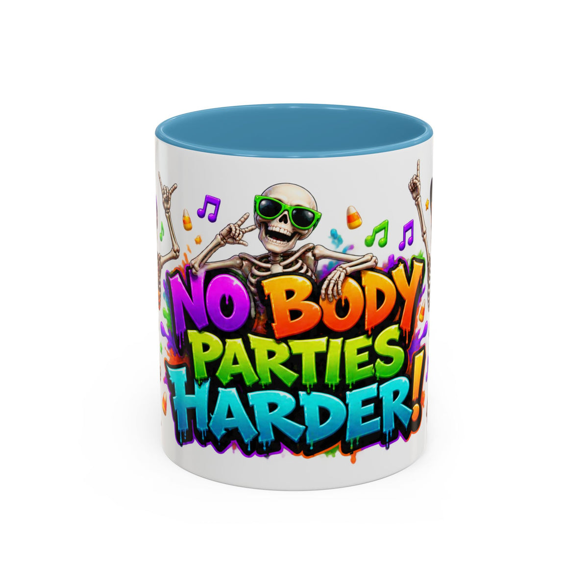 No Body Parties Harder Halloween Skeleton Party White Mug