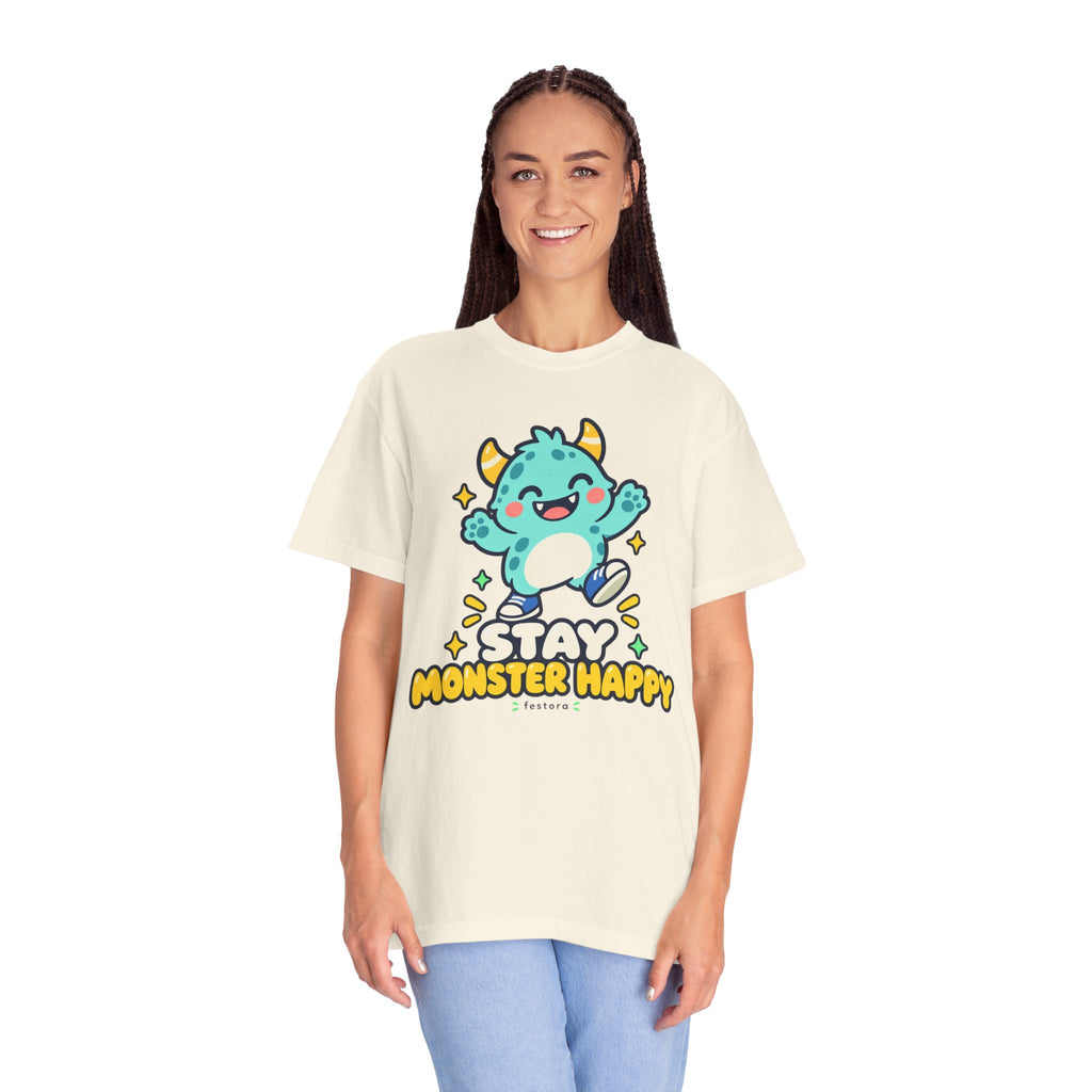 Stay Monster Happy – Cute Monster Graphic T-Shirt