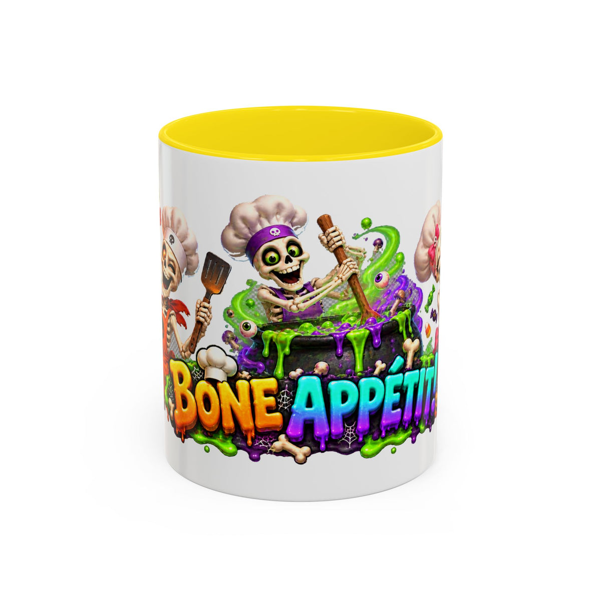 Bone Appetit Skeleton Chefs Halloween White Mug