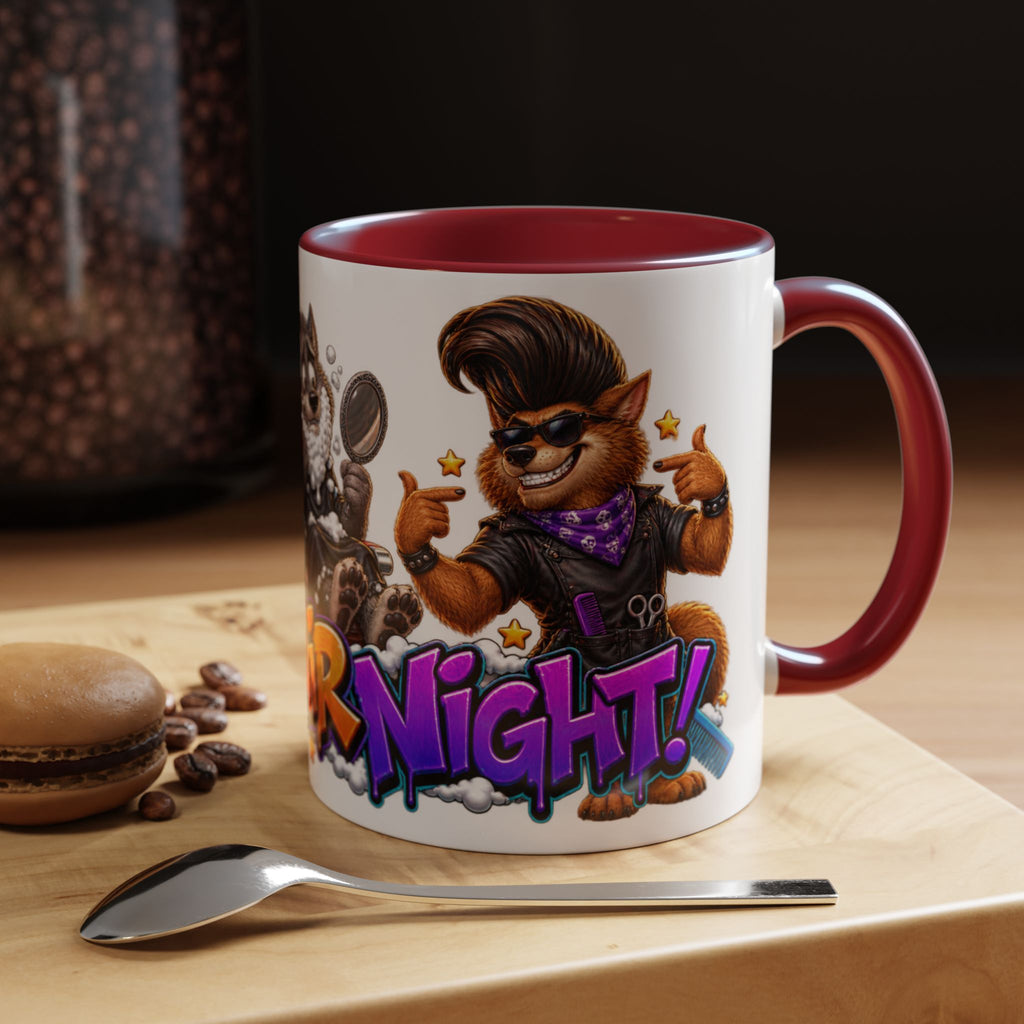 Bad Hair Night Funny Werewolf Barber Halloween White Mug