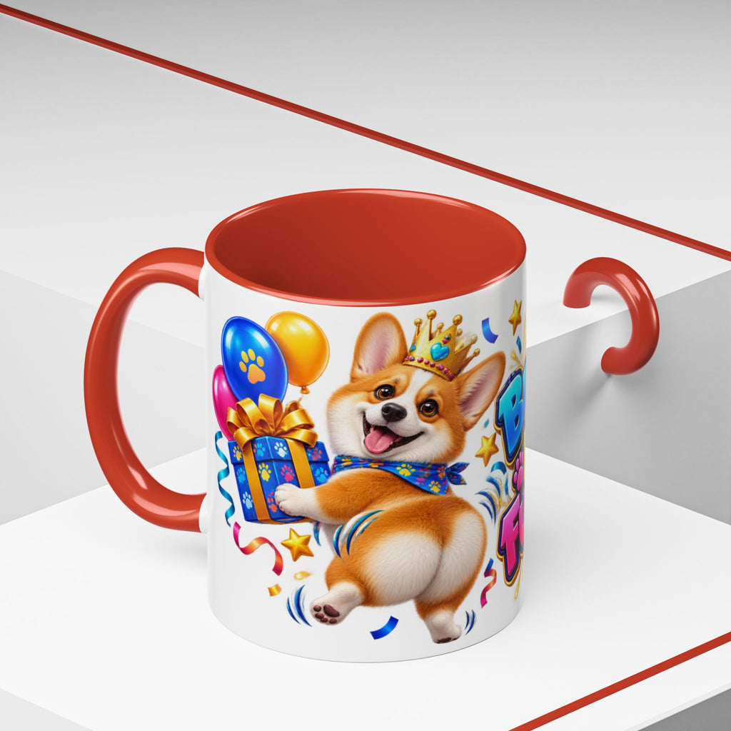 Birthday Mode Full Wiggle Corgi White Mug