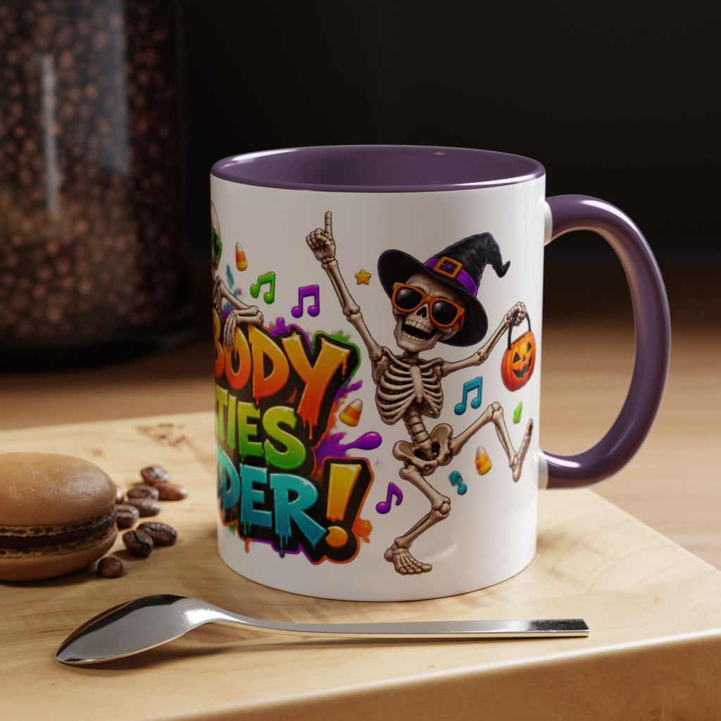 No Body Parties Harder Halloween Skeleton Party White Mug